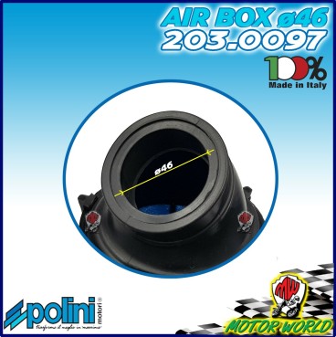 203.0098 FILTRO ARIA FUNGO BLUE AIR BOX POLINI INCL. 90° CARBURATORI CP 24 26 28