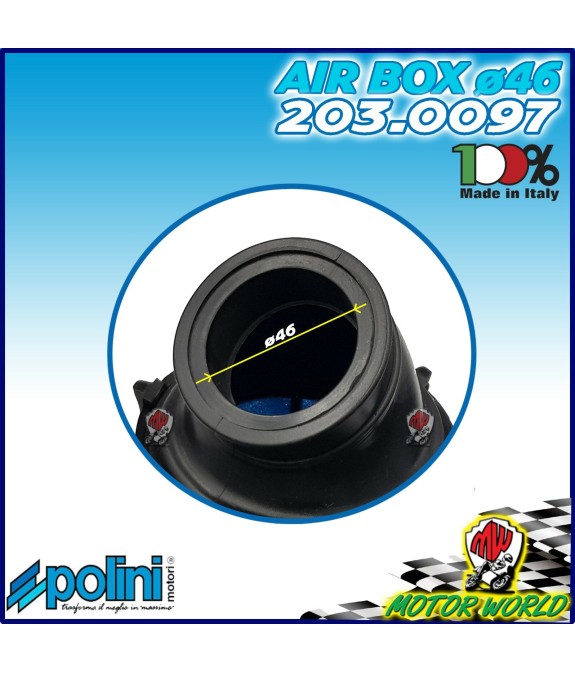 203.0098 FILTRO ARIA FUNGO BLUE AIR BOX POLINI INCL. 90° CARBURATORI CP 24 26 28