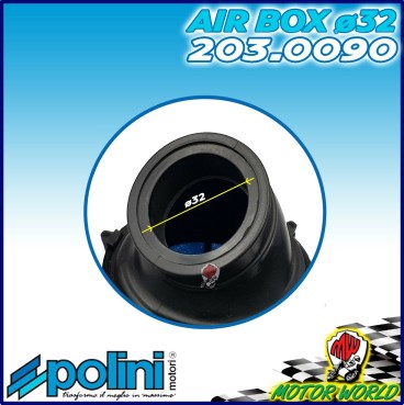 203.0095 FILTRO ARIA FUNGO BLUE AIR BOX POLINI INCLINATO 90° ATTACCO ø37