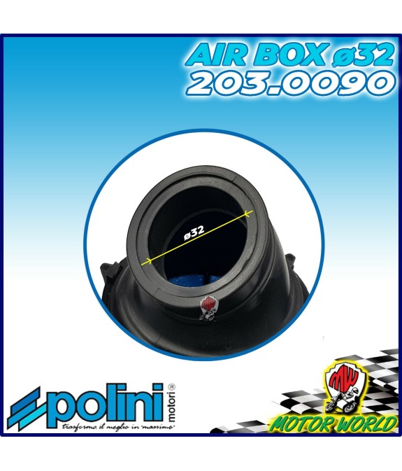 203.0095 FILTRO ARIA FUNGO BLUE AIR BOX POLINI INCLINATO 90° ATTACCO ø37