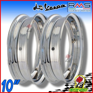 KIT 2 CERCHI LEGA 3.00-10 / 3.50-10 CROMATI VESPA 50 SPECIAL HP PK XL ET3
