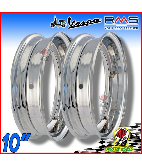 KIT 2 CERCHI LEGA 3.00-10 / 3.50-10 CROMATI VESPA 50 SPECIAL HP PK XL ET3