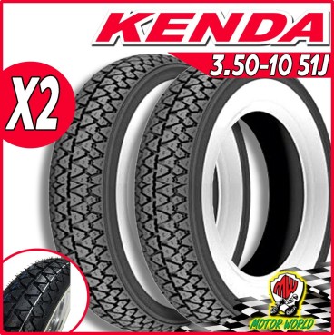 DUE gomme pneumatici Kenda K333 fascia bianca 3.50-10 51J Vespa PX 125 150