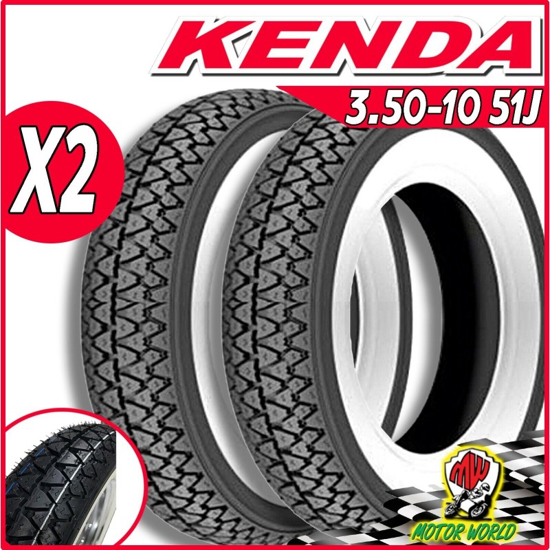 DUE gomme pneumatici Kenda K333 fascia bianca 3.50-10 51J Vespa PX 125 150