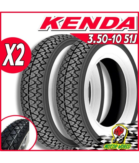 DUE gomme pneumatici Kenda K333 fascia bianca 3.50-10 51J Vespa PX 125 150