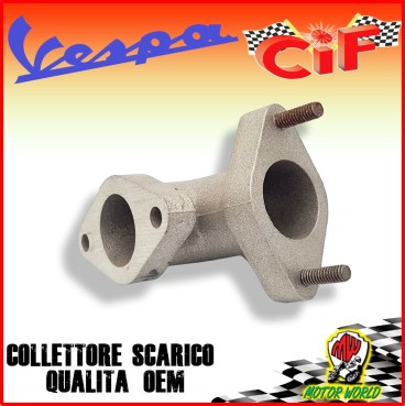 COLLETTORE SCARICO MAGGIORATO CON FORO DIAM. 8 per VESPA PRIMAVERA, PK, ET3, HP