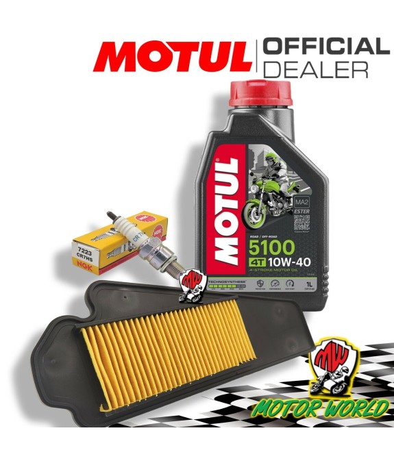 KIT TAGLIANDO OLIO MOTUL + FILTRO E CANDELA SYM FIDDLE II 50 2008 - AW05W-6