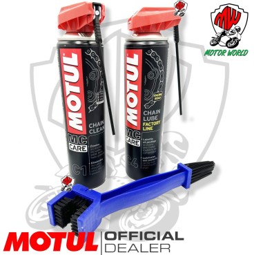 KIT PULIZIA LUBRIFICAZIONE GRASSO CATENA MOTO MOTUL CHAIN LUBE RACING DUCATI