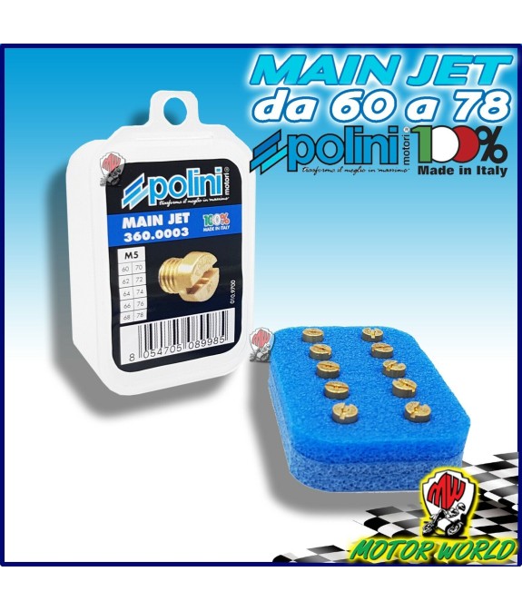 360.0003 SET 10 GETTI DELLORTO 5 MM. DAL 60 AL 78 (INCREM.2)