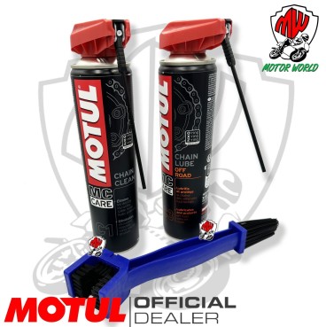 Motul Kit pulizia Catena Moto C1 Clean + Grasso Spray Lubrificante C3 Chain Lube