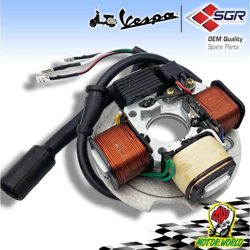 STATORE PIAGGIO VESPA PK 50 S 1982 1983 1984 1985 connettore a 4 Fili - 3 Faston