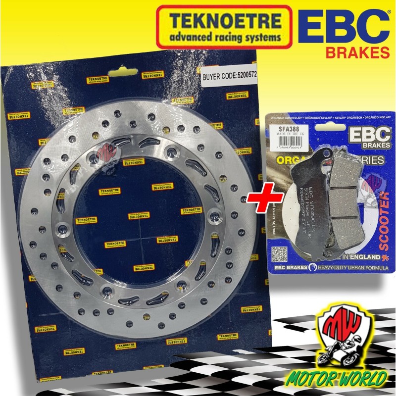 KIT DISCO + PASTIGLIE FRENO ANTERIORI HONDA SH 300 I ABS 2012 2013 2014
