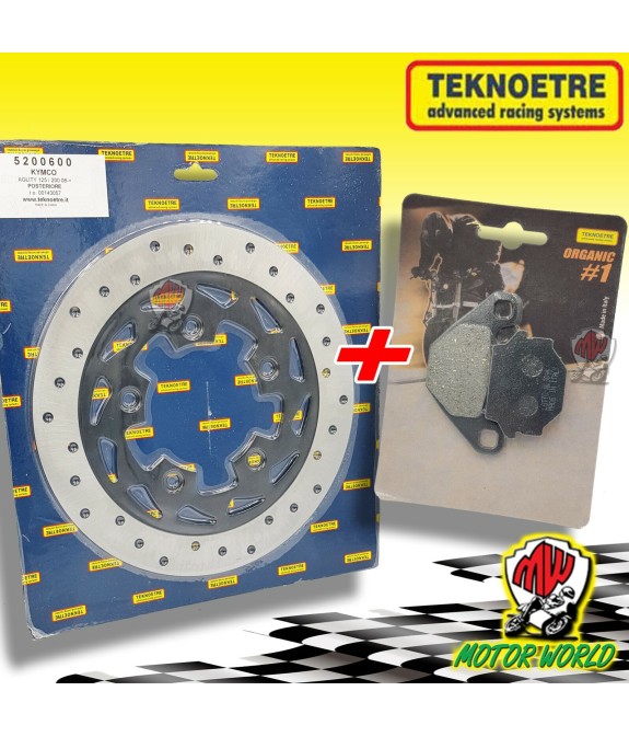 KIT DISCO + PASTIGLIE FRENO POSTERIORE KYMCO AGILITY 200 I R16 2010 2011 2012