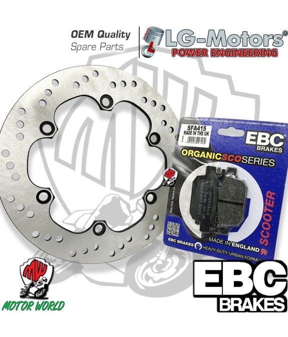 KIT DISCO + PASTIGLIE FRENO POSTERIORE HONDA SH 300 I ABS 2012 2013 2014