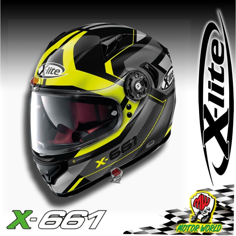 X-LITE CASCO MOTO INTEGRALE X-661 MOTIVATOR N-COM IN FIBRA 47 TAGLIA XS LUCIDO