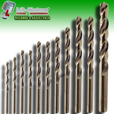KIT SERIE PUNTE PER FERRO ACCIAIO RETTIFICATE HSS-R DIN 338 5% COBALTO DA 1 A 10