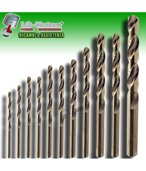 KIT SERIE PUNTE PER FERRO ACCIAIO RETTIFICATE HSS-R DIN 338 5% COBALTO DA 1 A 10