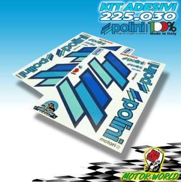 225.030 - POLINI STICKERS TEAM POLINI SCOOTER DX-SX CONTORNO BLU - 225030