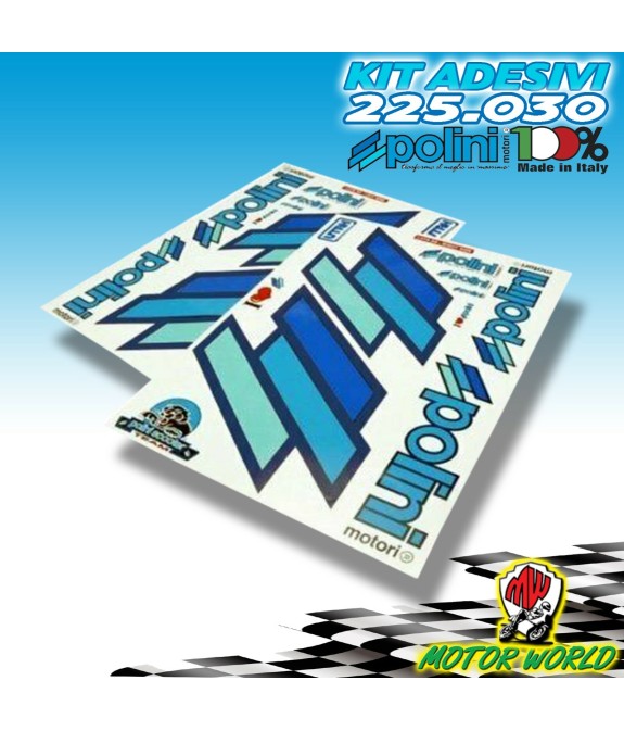 225.030 - POLINI STICKERS TEAM POLINI SCOOTER DX-SX CONTORNO BLU - 225030