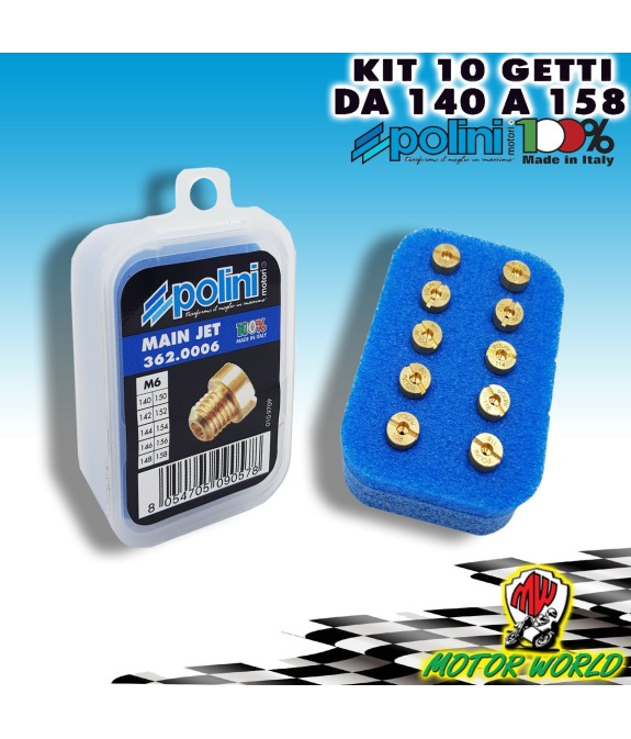 KIT 10 UGELLI GETTI MASSIMO POLINI CARBURATORI DELL'ORTO D. 6 mm DAL 140 AL 158
