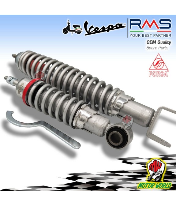 COPPIA AMMORTIZZATORI ANTERIORE POSTERIORE FORSA GRIGI REGOLABILE VESPA 90 RACER