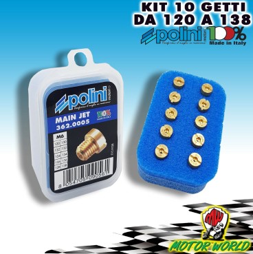 362.0005 SET 10 GETTI DELLORTO 6 MM. DAL 120 AL 138 (INCREM.2) POLINI