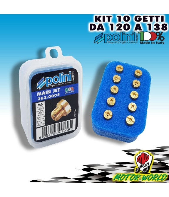 362.0005 SET 10 GETTI DELLORTO 6 MM. DAL 120 AL 138 (INCREM.2) POLINI