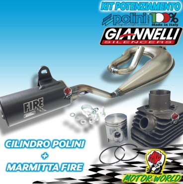 PIAGGIO CIAO 50 KIT CILINDRO MODIFICA 70CC ø43 SP.12 + MARMITTA GIANNELLI FIRE