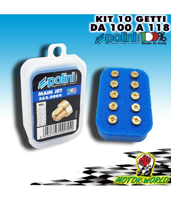SET POLINI 10 GETTI MASSIMO 6 mm CARBURATORE DELL'ORTO DAL 100 AL 118 (incr.2)