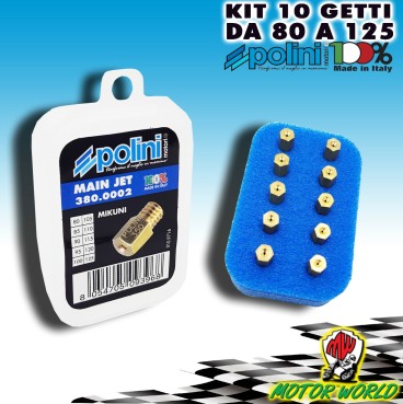 KIT 10 GETTI POLINI MIKUNI DA  80 A 125 INCREMENTO 5 PUNTI