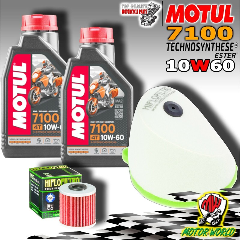 KIT TAGLIANDO 2 LT MOTUL 7100 10W60 + FILTRO ARIA OLIO KAWASAKI KX 250 F 2016