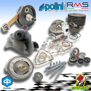KIT POTENZIAMENTO MOTORE VESPA 130 CC POLINI ALBERO CILINDRO CAMPANA CUFFIA
