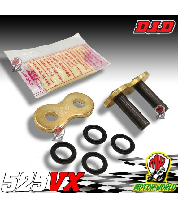 FALSA MAGLIA GIUNZIONE CHIUSURA UNIVERSALE CATENA 525 DID O-RING ORO A RIBADIRE