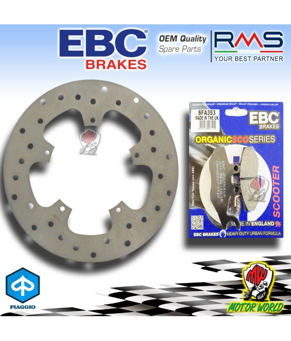 KIT DISCO FRENO ANTERIORE + PASTIGLIE EBC PIAGGIO BEVERLY TOURER 300 2009 - 2010