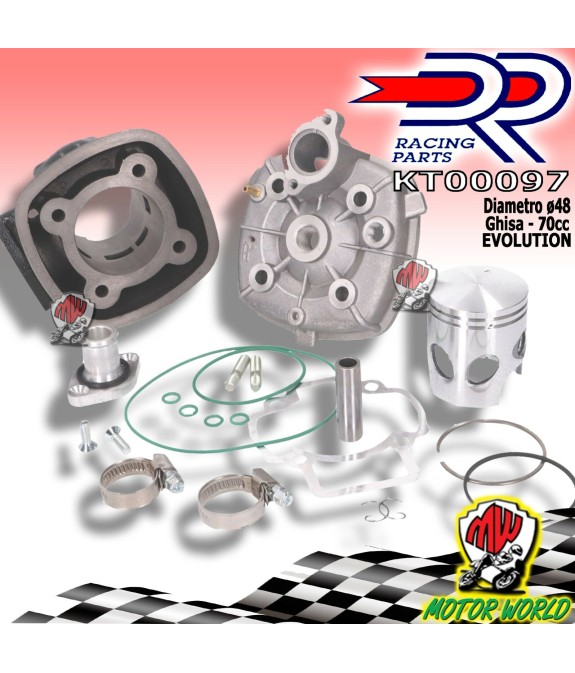 KT00097 GRUPPO TERMICO CILINDRO 70cc D.48 DR PER PIAGGIO NRG MC2 50 DAL 1999 -