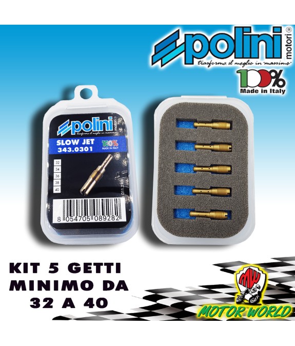 KIT 5 GETTI DEL MINIMO POLINI  PER CARBURATORI MIKUNI DAL 32 34 36 38 40