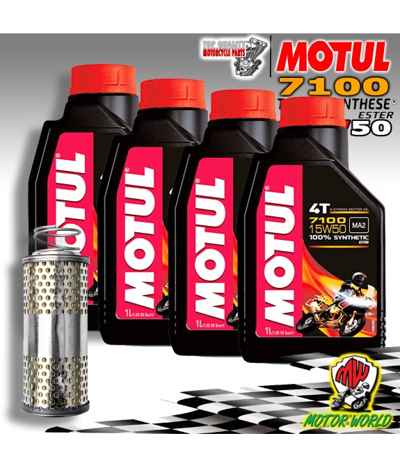 KIT TAGLIANDO 4L OLIO MOTUL 7100 15W50 MOTO GUZZI V75 750 1989 1990