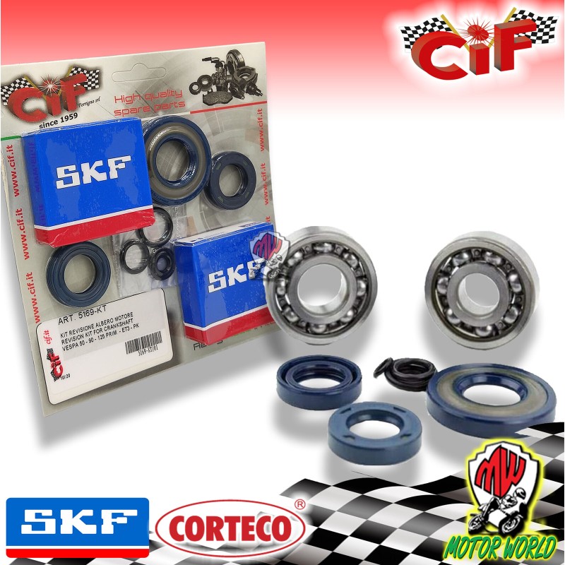 5169-KT KIT REVISIONE CUSCINETTI PARAOLI ALBERO MOTORE PIAGGIO VESPA PK 125