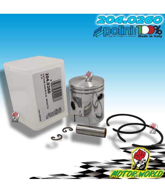 204.0260 PISTONE COMPLETO POLINI PIAGGIO-CIAO-SI D.43MM SPINOTTO D.10 (2040260)