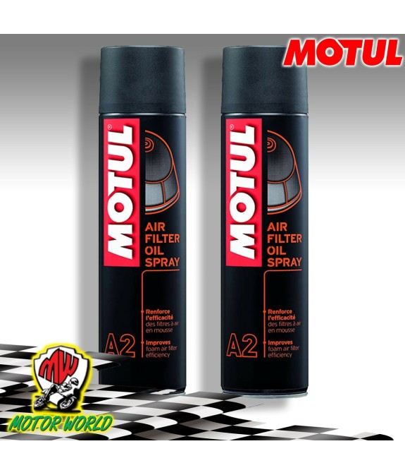Motul A2 Olio Spray per Filtro Aria Moto Quad Air Fllter Special Oil 2 x 400ml