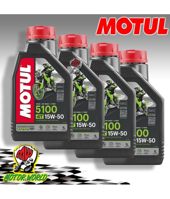 KIT TAGLIANDO OLIO MOTORE 4 TEMPI MOTUL 5100 15 W 50 TECHNOSYNTESE 4 LITRI