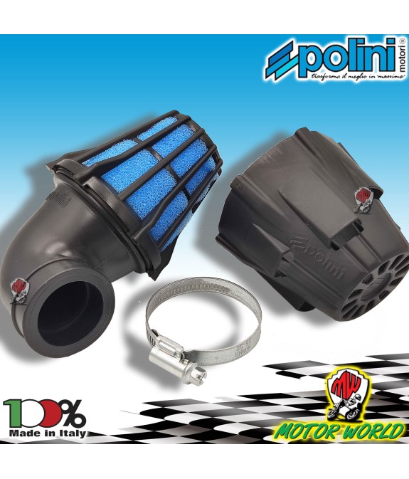 Polini Filtro Aria a Cono 203.0093 Air Box D. 32 Inclinato a 90° Nero Universale