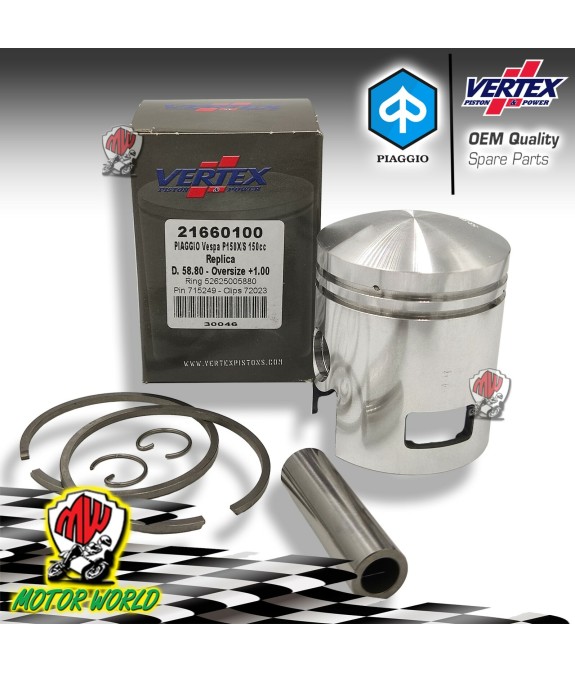KIT PISTONE VERTEX ø58.80 COMPLETO RETTIFICA VESPA PX PE 150 OVERSIZE +1.00