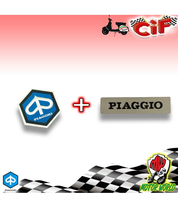 SCUDETTO + TARGHETTA ADESIVE PIAGGIO PER MASCHERINA ANTERIORE VESPA PK 50 125 S