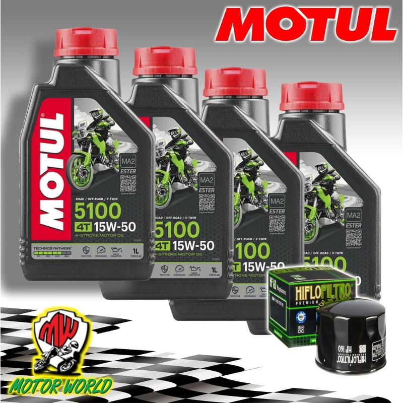 KIT TAGLIANDO OLIO MOTUL 5100 15W50 + FILTRO HIFLO Husqvarna  900 Nuda R  2013