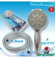 Soffione per doccia bagno multigetto telefono 3 funzioni con tubo da 1.5mt vasc
