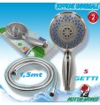 Doccetta Soffione Vasca Doccia 5 Funzioni Multigetto ø12,5 Cm Abs Cromo