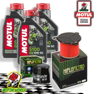 TAGLIANDO 3L MOTUL 5100 10W50 + FILTRI HIFLO HONDA XRV 750 AFRICA TWIN 1992