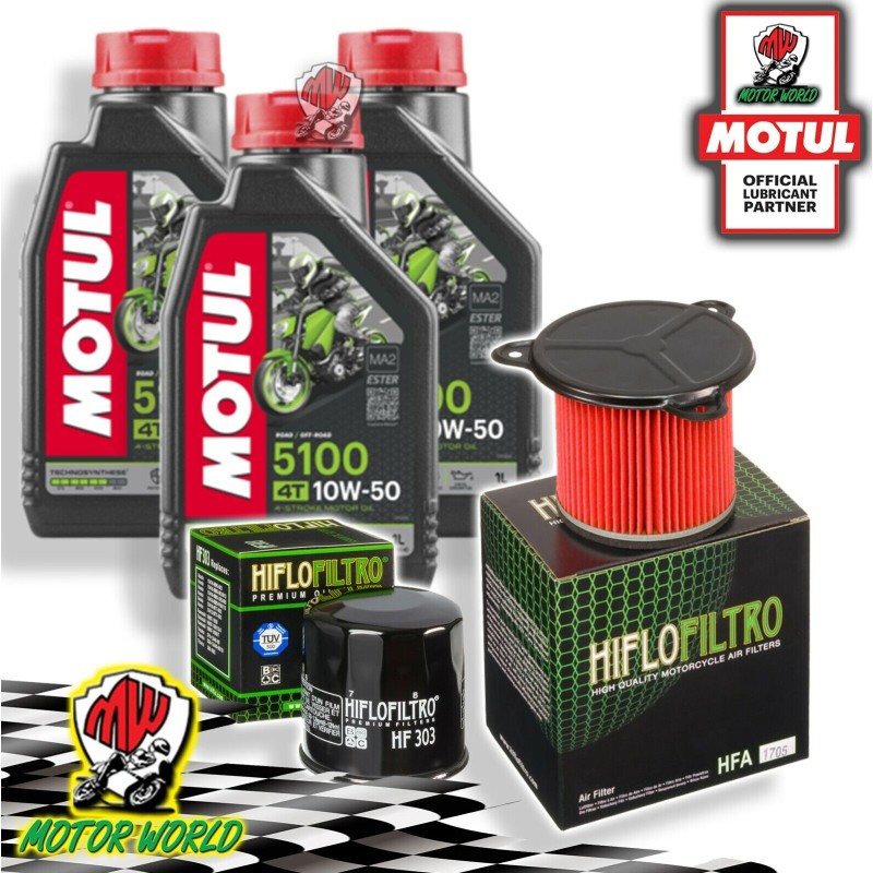 TAGLIANDO 3L MOTUL 5100 10W50 + FILTRI HIFLO HONDA XRV 750 AFRICA TWIN 1992
