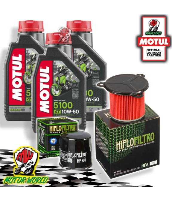 TAGLIANDO 3L MOTUL 5100 10W50 + FILTRI HIFLO HONDA XRV 750 AFRICA TWIN 1992